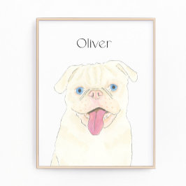 Personlig White Pug Art Fototryck