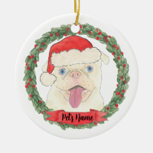 Personlig White Pug Julgransprydnad Keramik