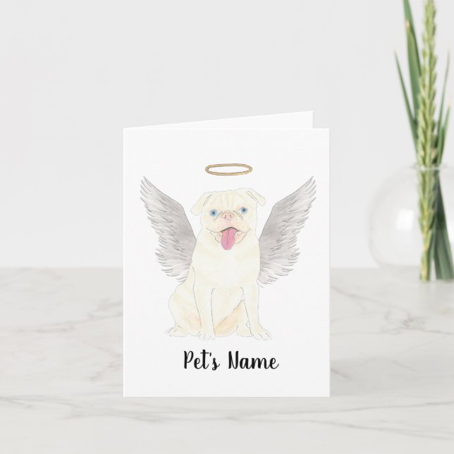 Personlig White Pug Sympathy Memorial Kort (Framsida)