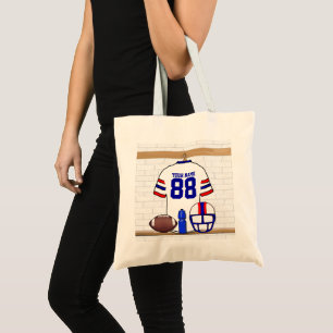 Personlig White Red Blue Football Jersey Tygkasse