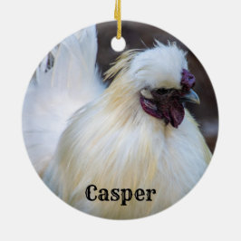 Personlig White Silkie Pet Chicken Tupp Julgransprydnad Keramik