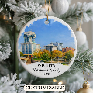Personlig Wichita-ornament, Anpassad Kansas Julgransprydnad Keramik