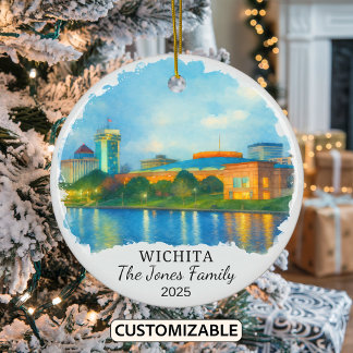 Personlig Wichita Ornament, Kansas Julgransprydnad Keramik
