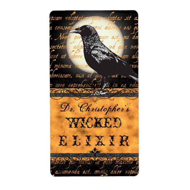 Personlig Wicked Elixir Halloween Flaska-etikett Fraktsedel (Framsidan)