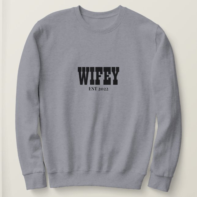 personlig Wifey Est 2022 sweatshirt, Sweat T Shirt (Design framsida)