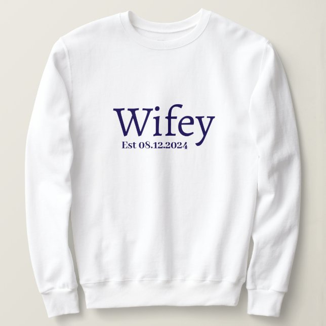 Personlig Wifey Snyggt Modern Minimal Monogram T Shirt (Design framsida)