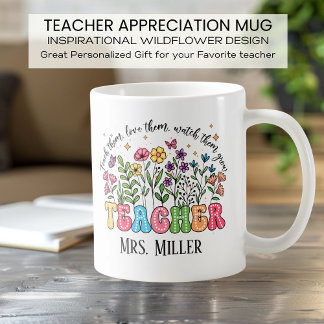 Personlig Wildblomlärarinspiration Kaffemugg