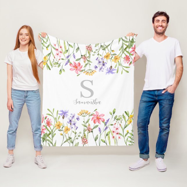 Personlig Wildblomma Blommigt Fleecefilt (På plats)