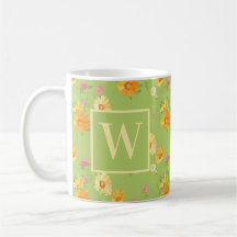 Personlig Wildblommes Grönt Blommigt Monogrammad