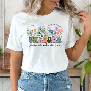 Personlig Wildblommmor Grandma T Shirt