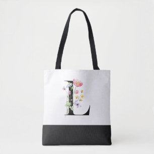 Personlig Wildblommonogram Brev L Tygkasse