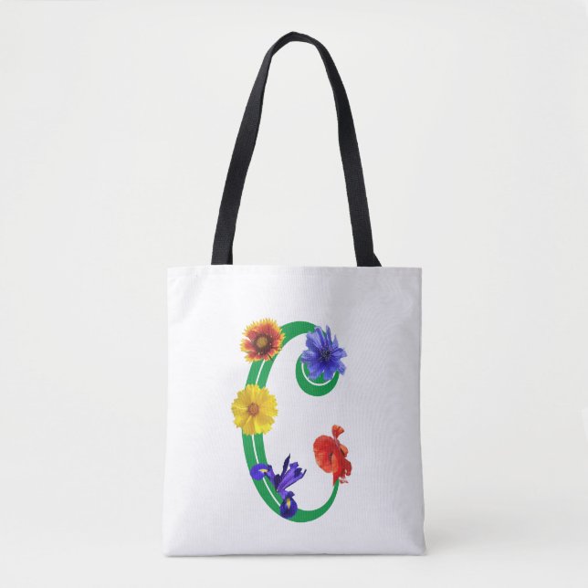 Personlig 'Wildblommor' Tote Bag Tygkasse (Framsida)