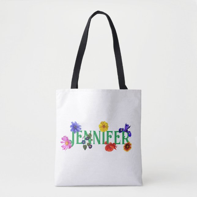 Personlig 'Wildblommor' Tote Bag Tygkasse (Framsida)