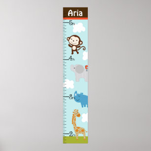 Personlig Wildlife Jungle Animal Growth Chart Poster