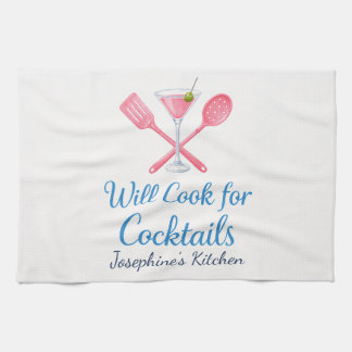 Personlig Will Cook för cocktails Rolig Elegant Kökshandduk