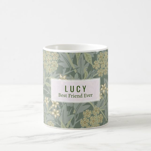 Personlig William Morris Jasmine Doted Journal Kaffemugg (Center)