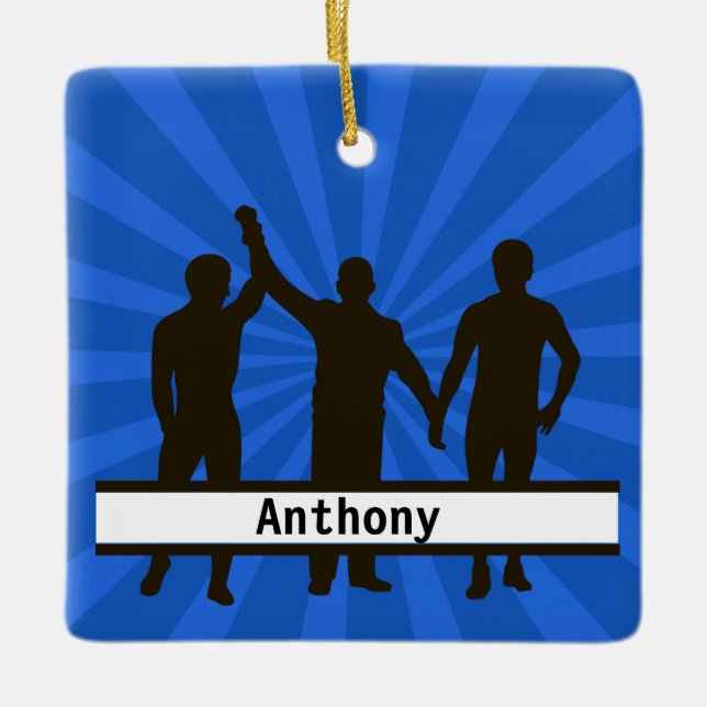 Personlig Winning Wrestler-julprydnad Julgransprydnad Keramik (Framsida)