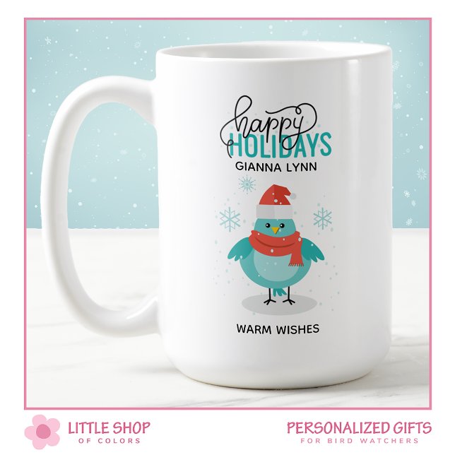Personlig Winter Blue Bird-jul Kaffemugg (Skapare uppladdad)