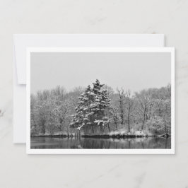 Personlig Winter Evergreen i svart och vitt Julkort