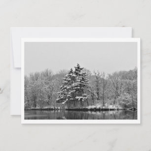 Personlig Winter Evergreen i svart och vitt Julkort