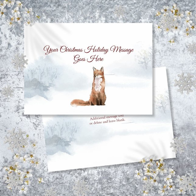 Personlig Winter Fox-Elegant - Jul Julkort (Personalized Winter Fox Elegant Script Christmas Holiday Card)