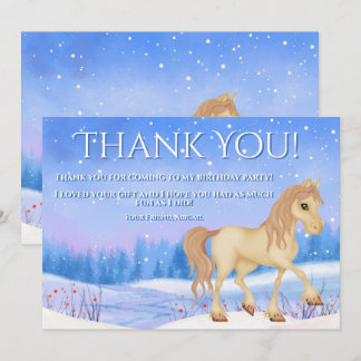 Personlig Winter Horse and Snö Birthday Tack Kort