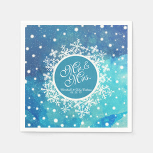 Personlig Winter Snöflingor Bröllop Napkin Pappersservett