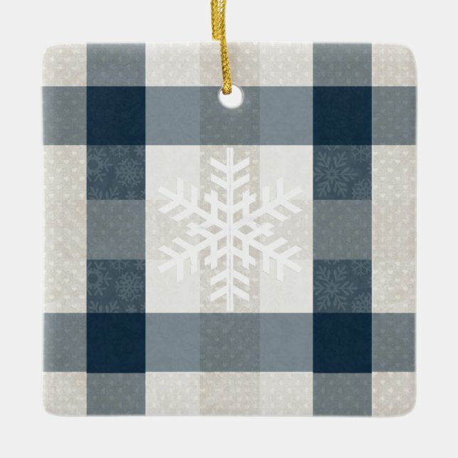 Personlig Winter Snowflake Blue Play-jul Julgransprydnad Keramik (Framsida)