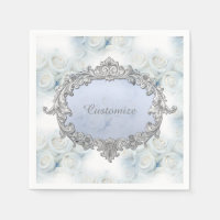 Personlig Winter Vit ros Mönster Napkins