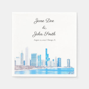 Personlig Wintery Chicago Skyline Pappersservett