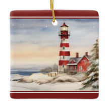 Personlig Wintery Lighthouse Nautical jul