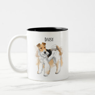 Personlig Wire Fox Terrier Birthday Två-Tonad Mugg