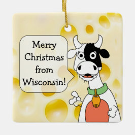 Personlig Wisconsin Cow och Cheese Jul Julgransprydnad Keramik