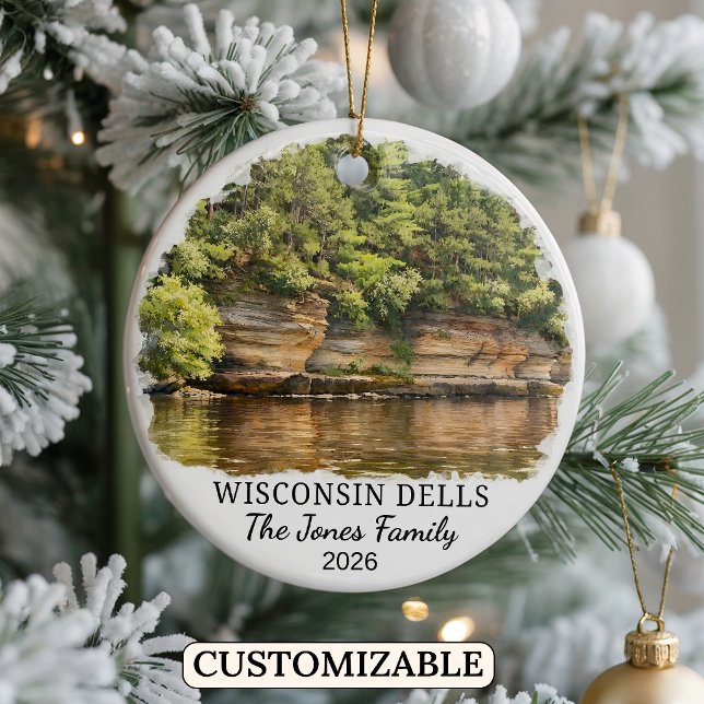 Personlig Wisconsin Dells-ornament, Wisconsin Julgransprydnad Keramik (Skapare uppladdad)