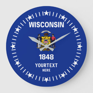 Personlig Wisconsin Statlig flagga Design på en Stor Klocka