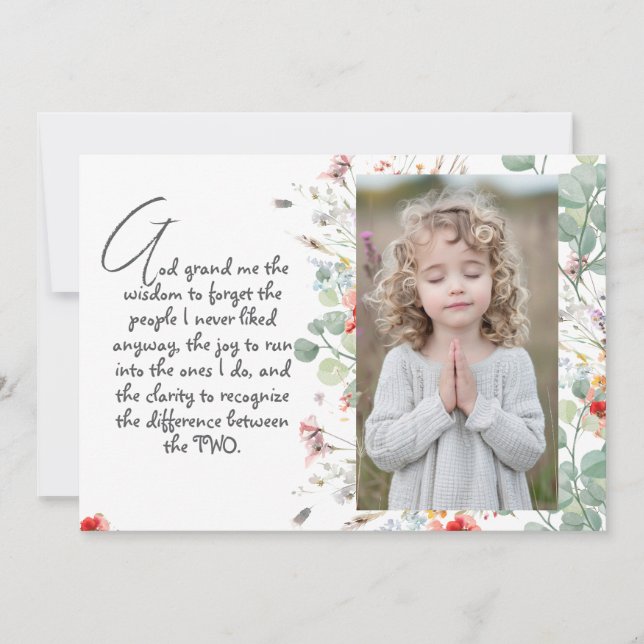 Personlig Wisdom Prayer med Photo, Namn. . Inbjudningar (Framsida)