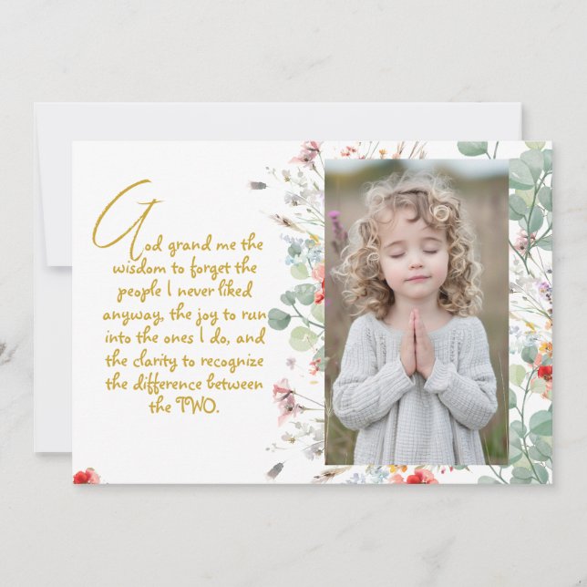 Personlig Wisdom Prayer med Photo, Namn. . Inbjudningar (Framsida)