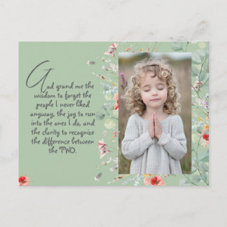 Personlig Wisdom Prayer med Photo, Namn. . Vykort