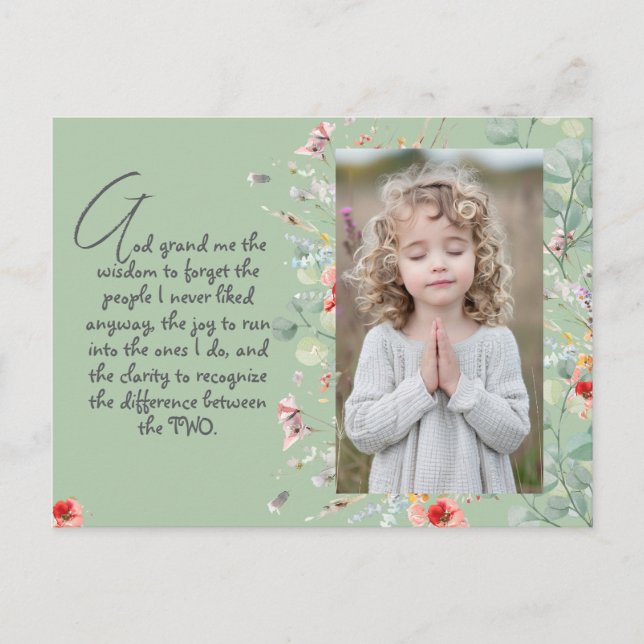 Personlig Wisdom Prayer med Photo, Namn. . Vykort (Framsida)