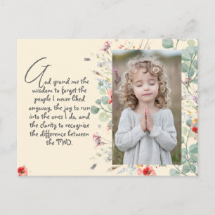 Personlig Wisdom Prayer med Photo, Namn. . Vykort