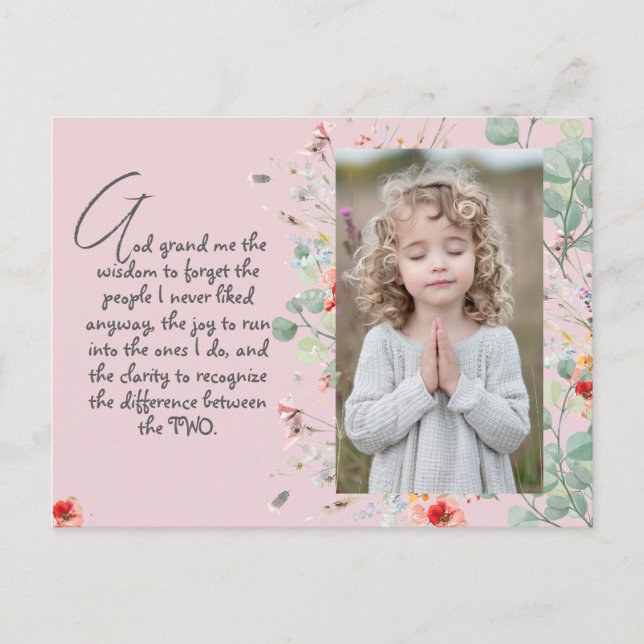 Personlig Wisdom Prayer med Photo, Namn. . Vykort (Framsida)