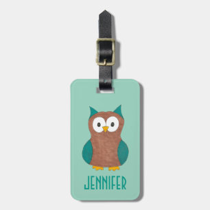 Personlig Wise Brown Uggla Tecknad Bird Hoot Bagagebricka