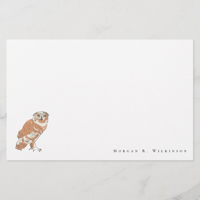 Personlig Wise Uggla Illustration Stationery Set Brevpapper (Framsida)