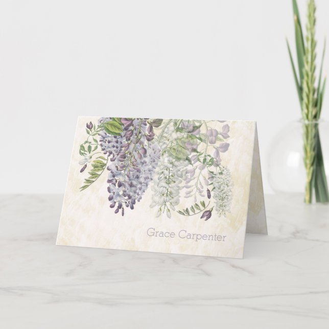 Personlig Wisteria Vine Blommigt Pastellkort Kort (Framsida)
