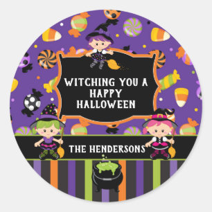 Personlig Witch Happy halloween Runt Klistermärke