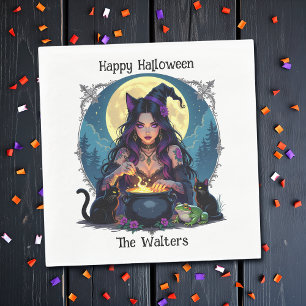 Personlig Witch och Cauldron Halloween Pappersservett