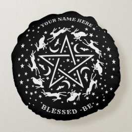 Personlig Witchcraft Hare Pentagram Gothic Rund Kudde