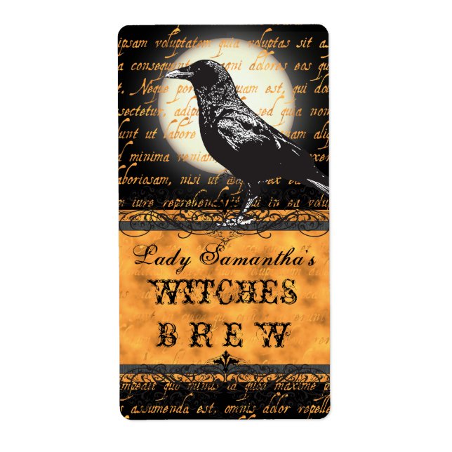 Personlig Witches Brew Halloween Flaska-etikett Fraktsedel (Framsidan)
