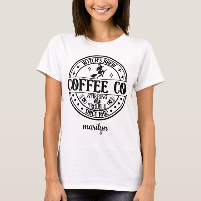 Personlig Witch's Brew Coffee Co. T-Shirt (Framsida)