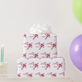 Personlig "With L ❤️ VE" Röd ros Presentpapper